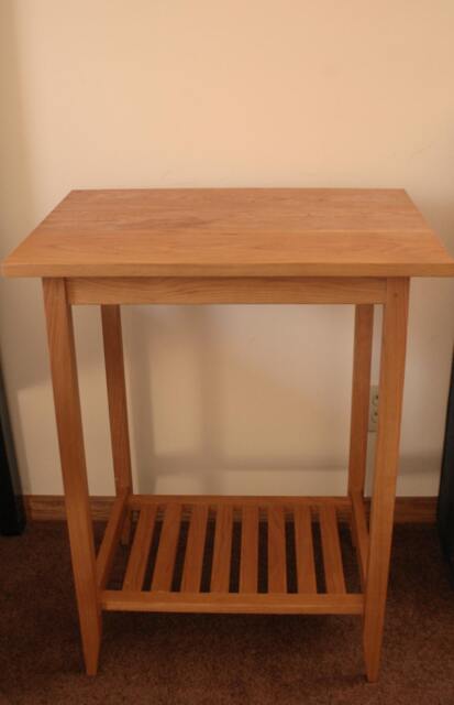Large Cherry Shaker Style Side Table With Shelf - image 1