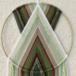 Green Macrame Wall Hanging, 70's Retro Decor, Handmade Tapestry - thumbnail 2