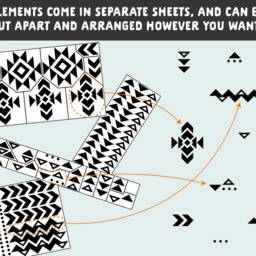 Tribal Patterns Wall Decals - Nursery Decals, Gift For Her, Southwestern Pattern Decor, Native American Design, Decal - thumbnail 3