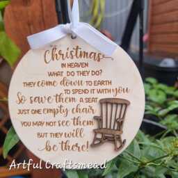 Custom Enchanting Christmas Ornament With Heartfelt Message, Bauble Memorial Remembrance Chair Empty - thumbnail 2