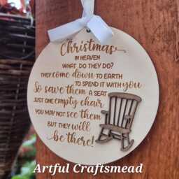 Custom Enchanting Christmas Ornament With Heartfelt Message, Bauble Memorial Remembrance Chair Empty - thumbnail 4
