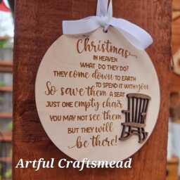 Custom Enchanting Christmas Ornament With Heartfelt Message, Bauble Memorial Remembrance Chair Empty - thumbnail 3