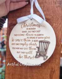 Custom Enchanting Christmas Ornament With Heartfelt Message, Bauble Memorial Remembrance Chair Empty