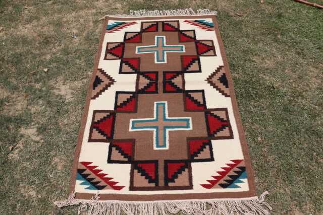 4x6 Handwoven Wool Navajo Rug Southwestern Pattern Native American Style Wall Hanging Farmhouse Or Office Decor Mexican , Made To Order - image 1