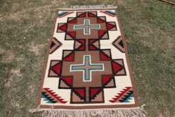4x6 Handwoven Wool Navajo Rug Southwestern Pattern Native American Style Wall Hanging Farmhouse Or Office Decor Mexican , Made To Order - thumbnail 1