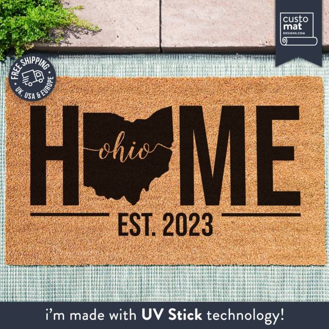 American State Mat - Ohio Map Personalized Doormat Us Custom Rug Gift Silhouette - image 1