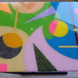 Handmade C Shape Resin Coffee Table, Abstract Boho Side Table - thumbnail 4