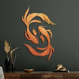 Koi Fish Copper Wall Art, Decoration, Unique Handmade Art Made Of Coper, Patinated Copper, Home Decor Homemade - thumbnail 1