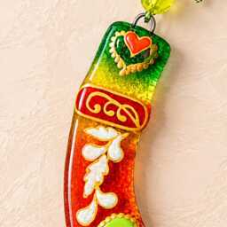 Fused Glass Lucky Horseshoe Good Luck Symbol Painted Wall Hanging Home Gift - thumbnail 4
