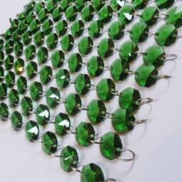 14mm Octagon Emerald Green Chandelier Drops Glass Crystals Droplets Lamp Light Parts Beads Christmas Tree Wedding Decorations Garland Prisms - thumbnail 2