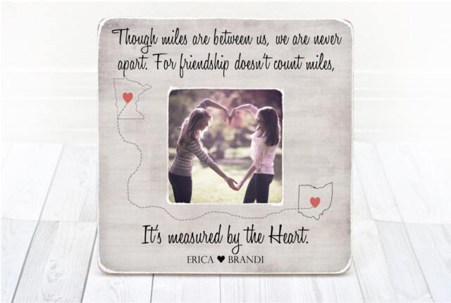Long Distance Best Friend Friends Gift Custom States Picture Frame Birthday - image 1