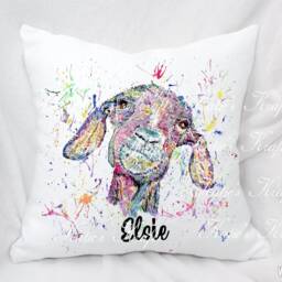 Personalised Watercolour Rainbow Goat Cushion, Cuddle Pillow, Birthday Gift - thumbnail 2