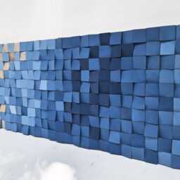 Blue Wood Wall Art Modern Abstract Mosaic in Navy & Sky Tones - thumbnail 3