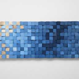 Blue Wood Wall Art Modern Abstract Mosaic in Navy & Sky Tones - thumbnail 4