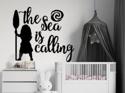 Moana Wall Decal The Sea Is Calling Quote, Girls Room Decor 4159 - thumbnail 1
