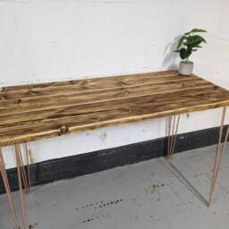 Rustic Breakfast Bar, With Steel Hairpin Legs - Reclaimed Wood Kitchen Island Countertop Dining Furniture Farmhouse Decor - thumbnail 3