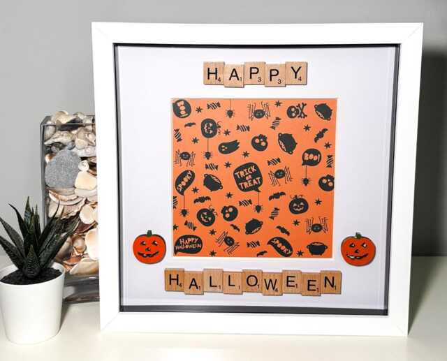 My First Halloween Scrabble Art Photo Frame - Pumpkin Memento Memory Babies 1st - image 1