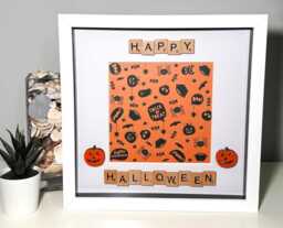 My First Halloween Scrabble Art Photo Frame - Pumpkin Memento Memory Babies 1st - thumbnail 1