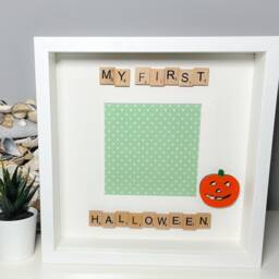 My First Halloween Scrabble Art Photo Frame - Pumpkin Memento Memory Babies 1st - thumbnail 4
