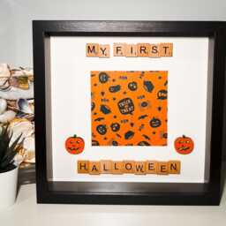 My First Halloween Scrabble Art Photo Frame - Pumpkin Memento Memory Babies 1st - thumbnail 2