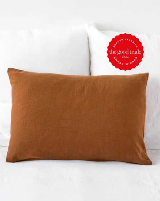 Cinnamon Linen Pillowcase - Soft Stonewashed Flax Sham Custom Size Breathable Pillow Cover Warm Rust Bedding Accent in European - image 1
