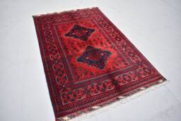 4.11x3.4 Bukhara Rug Turkmen Afghan Wool Rug, Natural Dyes - thumbnail 1