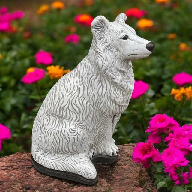 Concrete Collie Statue Realistic Sitting Dog Figurine Garden Ornament Art Outdoor Decor Pet Memorial Gift Dog Lover Home Decoration - image 1