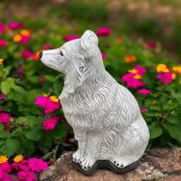 Concrete Collie Statue Realistic Sitting Dog Figurine Garden Ornament Art Outdoor Decor Pet Memorial Gift Dog Lover Home Decoration - thumbnail 3