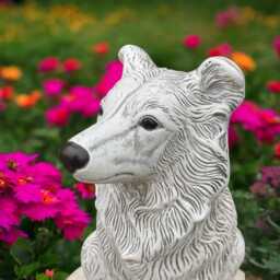 Concrete Collie Statue Realistic Sitting Dog Figurine Garden Ornament Art Outdoor Decor Pet Memorial Gift Dog Lover Home Decoration - thumbnail 4