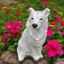 Concrete Collie Statue Realistic Sitting Dog Figurine Garden Ornament Art Outdoor Decor Pet Memorial Gift Dog Lover Home Decoration - thumbnail 2