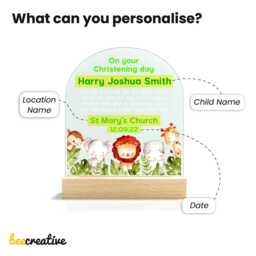 Personalised Christening Gifts For Boys, Jungle Animal For Godson, Boys Gifts, Nursery Night Light - thumbnail 2