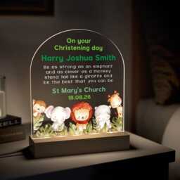 Personalised Christening Gifts For Boys, Jungle Animal For Godson, Boys Gifts, Nursery Night Light - thumbnail 3