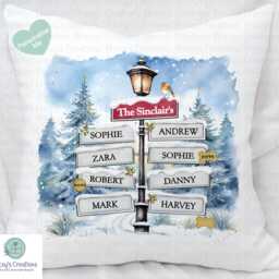 Personalised Christmas Cushion Family Xmas Decoration Name Home Decor - thumbnail 3
