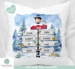 Personalised Christmas Cushion Family Xmas Decoration Name Home Decor - thumbnail 1