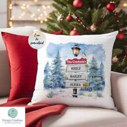 Personalised Christmas Cushion Family Xmas Decoration Name Home Decor - thumbnail 2