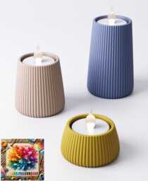 Ridged Tealight Holder - Set Of 3 Sizes With Optional Led Tealights - thumbnail 1