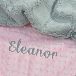 Personalized Baby Girl Blanket-Personalized Pink & Gray Crib Blanket - Pink Baby Blanket-Gray Minky Blanket-Pink Blanket - thumbnail 3