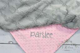 Personalized Baby Girl Blanket-Personalized Pink & Gray Crib Blanket - Pink Baby Blanket-Gray Minky Blanket-Pink Blanket