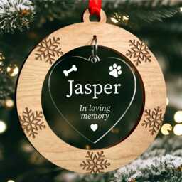 Personalised Pet Dog Memorial Ornament - Christmas Bauble Gift Remembrance Loss With Red Bag - thumbnail 1