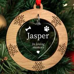 Personalised Pet Dog Memorial Ornament - Christmas Bauble Gift Remembrance Loss With Red Bag - thumbnail 2