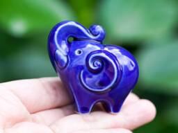 Handmade Porcelain Elephant Figurine Lucky Home Decor - 1.6