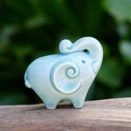 Handmade Porcelain Elephant Figurine Lucky Home Decor - 1.6 - thumbnail 4