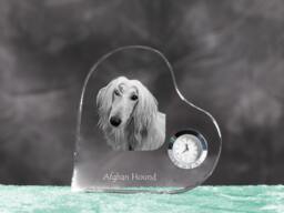 Afghan Hound - Crystal Clock in The Shape Of A Heart With Image Pure-Bred Dog - thumbnail 1