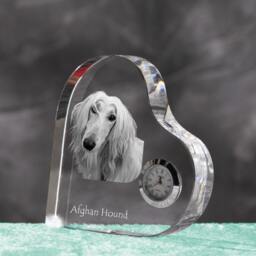 Afghan Hound - Crystal Clock in The Shape Of A Heart With Image Pure-Bred Dog - thumbnail 2