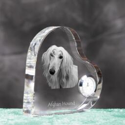 Afghan Hound - Crystal Clock in The Shape Of A Heart With Image Pure-Bred Dog - thumbnail 3