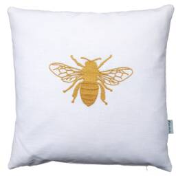 Linen Cushion Cream White Cover, Gold Embroidered, Bee, Dragonfly, Beetle, Grass, Sun 40X40, 40X50, 45X45, 50X50, 40 X 60 cm Cover Decorative - thumbnail 2
