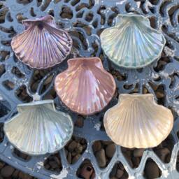 Green Soap Dish, Ceramic Sea Shell - thumbnail 4