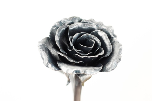 Forged Iron Rose - Handmade Metal Flower, Blacksmith Art - image 1