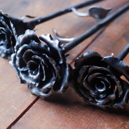 Forged Iron Rose - Handmade Metal Flower, Blacksmith Art - thumbnail 3