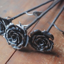 Forged Iron Rose - Handmade Metal Flower, Blacksmith Art - thumbnail 4